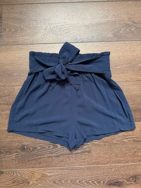 Abercrombie & Fitch Navy High-Waist Tie-Front Shorts